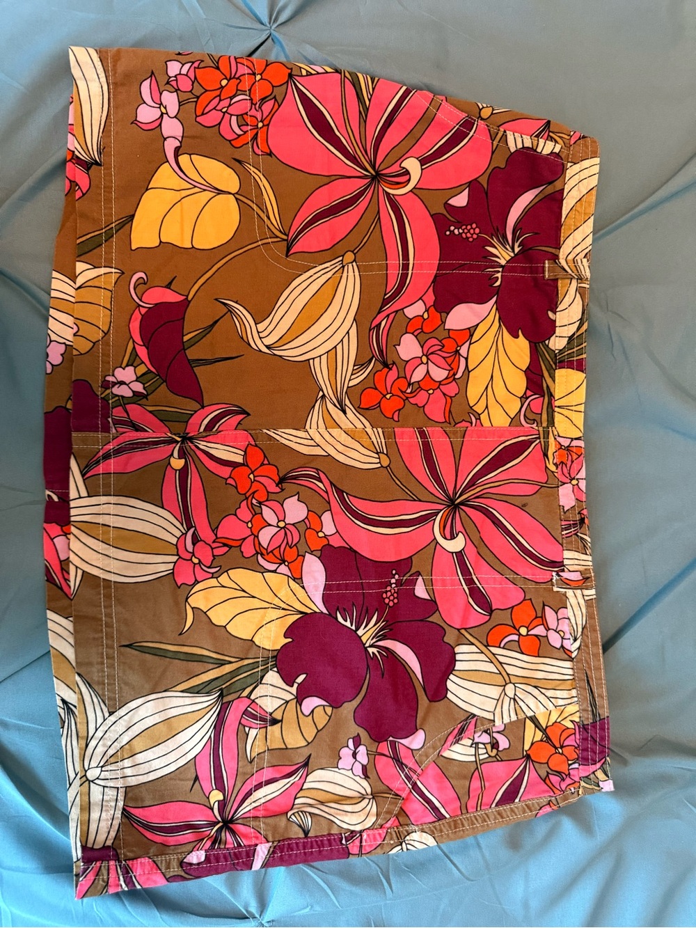 Roxy Brown Mini Skirt with Pink, Yellow and Purple Floral Print